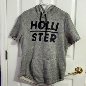 Hollister Gray Short Sleeve Skater Rocky Balboa Unisex Hooded Sweatshirt S
